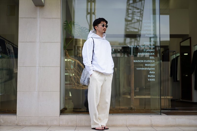 EASTFAREAST(イーストファーイースト)Model014 Baloon Hoodie/White/Botan