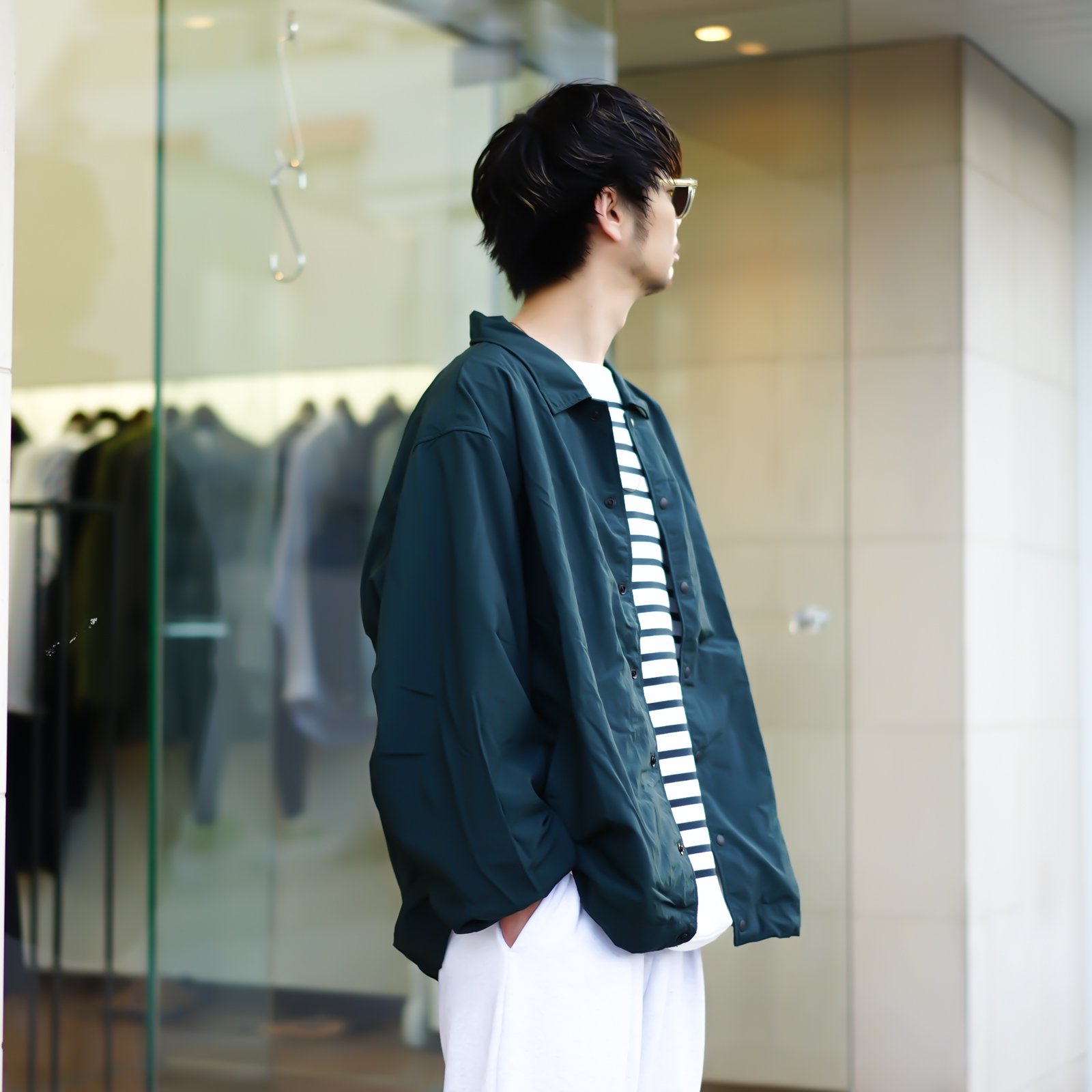 UNVERSAL PRODUCTS(ユニバーサルプロダクツ)Nylon Shell Coach  Jackt(221-60401)/D.Green/Black