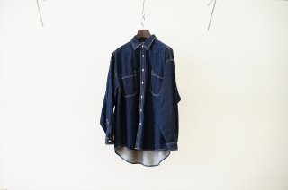 Graphpaper(グラフペーパー)Denim Regular Collar Shirt/INDIGO (GM221-50077B)