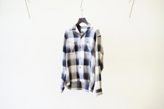 UNUSED(アンユーズド)Ombre check open collar shirt/Unused x Sugarhill(US2146-C001S1)BK×White