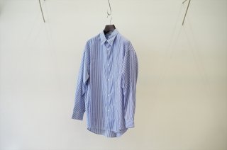Graphpaper(グラフペーパー)Broad Stripe L/S Oversized Regular Collar Shirt(GM222-50030B)/Blue Stripe