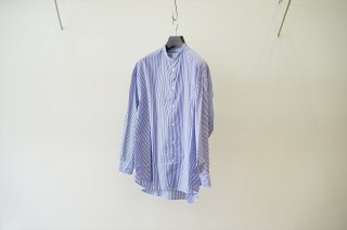 ［women's］Graphpaper for women's Broad Stripe L/S Oversized Band Collar Shirt/Blue Stripe