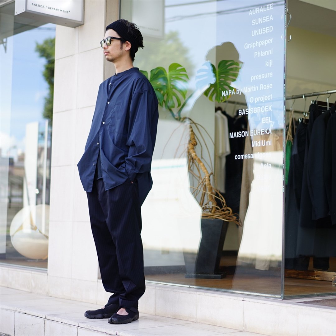 Graphpaper(グラフペーパー)Selvage Wool Tapered Slacks/Navy ST