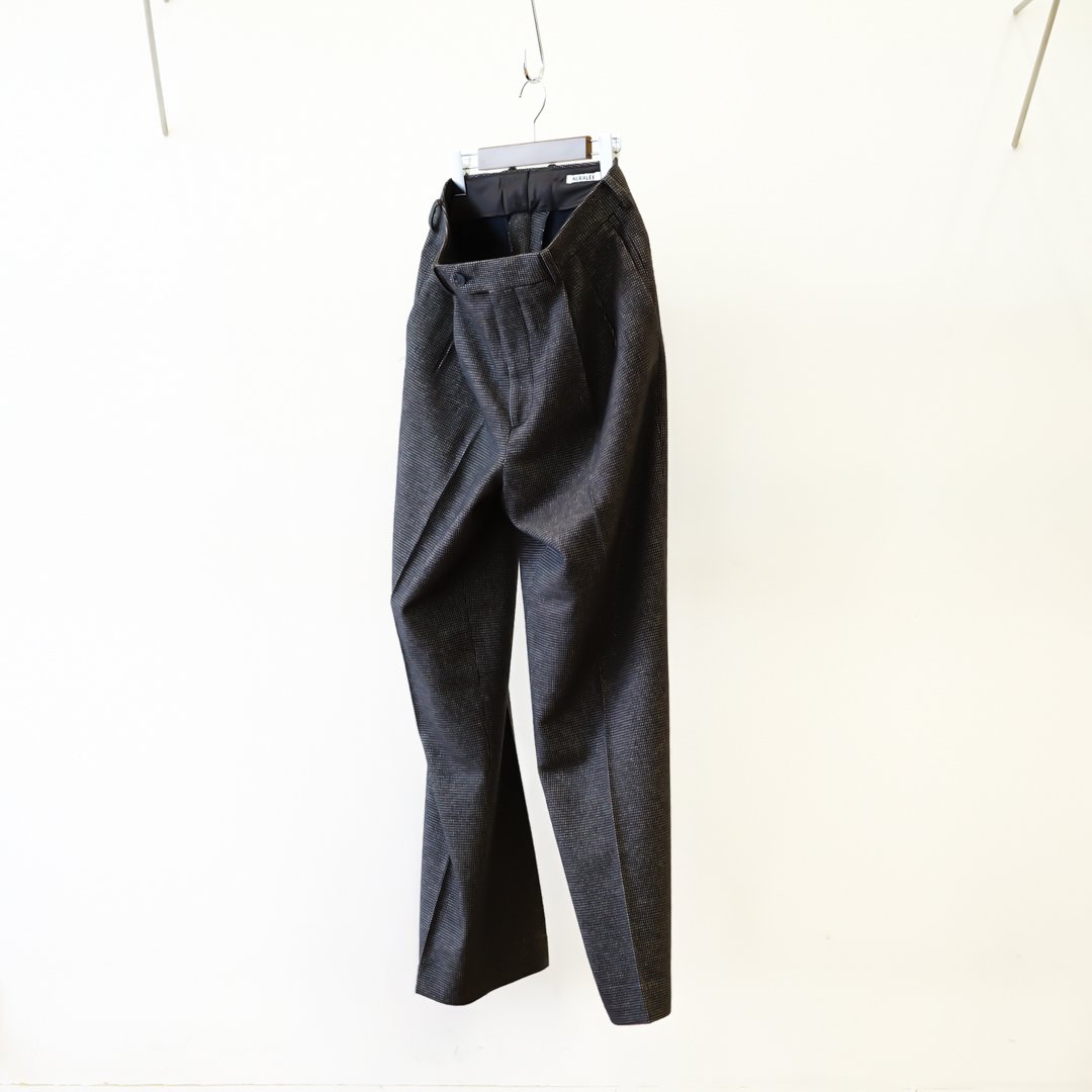 AURALEE(オーラリー)Organic Cotton Cashmere Wool Tweed Two-Tuck Slacks(A22AP02OT)/Top Charcoal