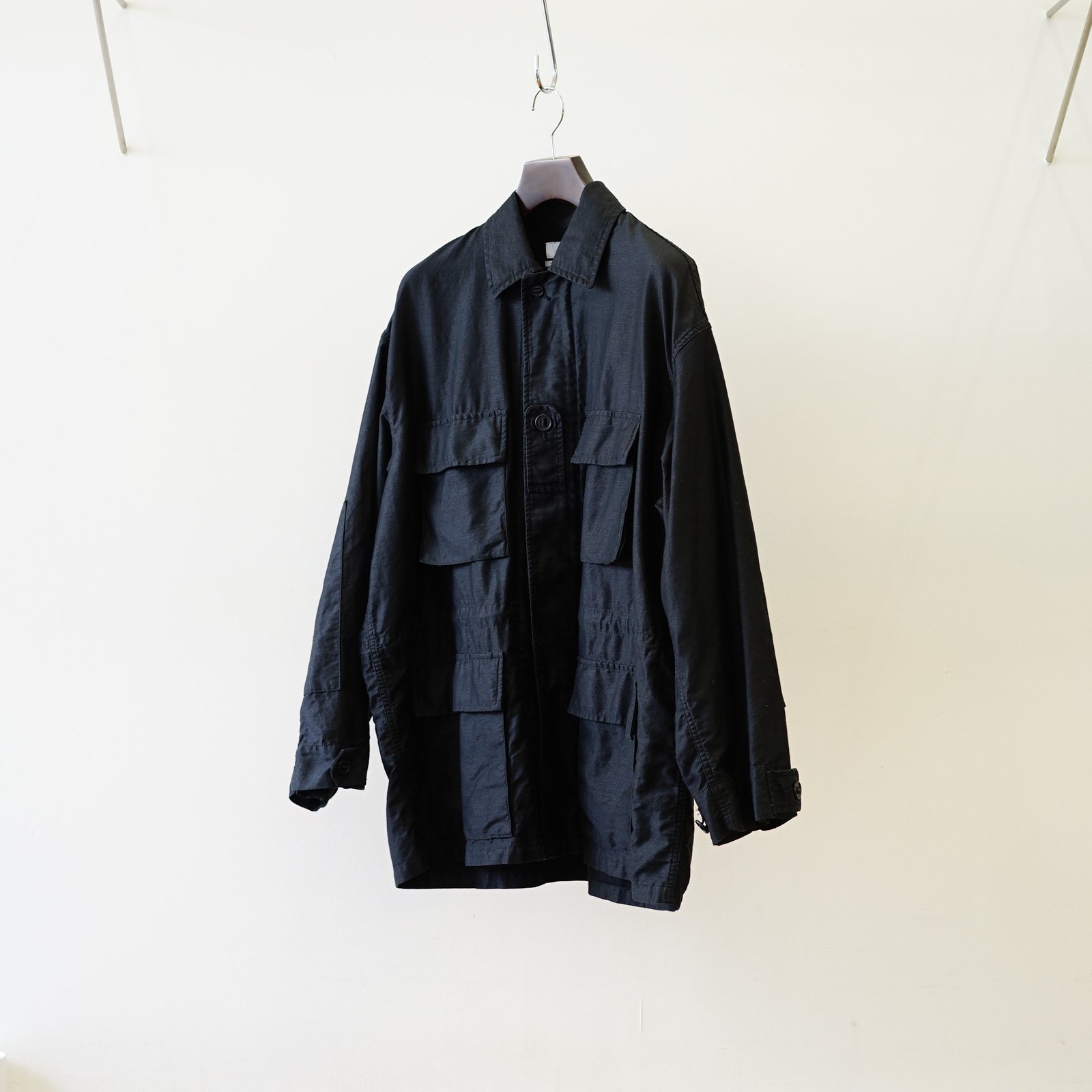 [Basic Collection/unisex] Graphpaper(եڡѡ)Cotton Linen Moleskin Military Jacket/Black