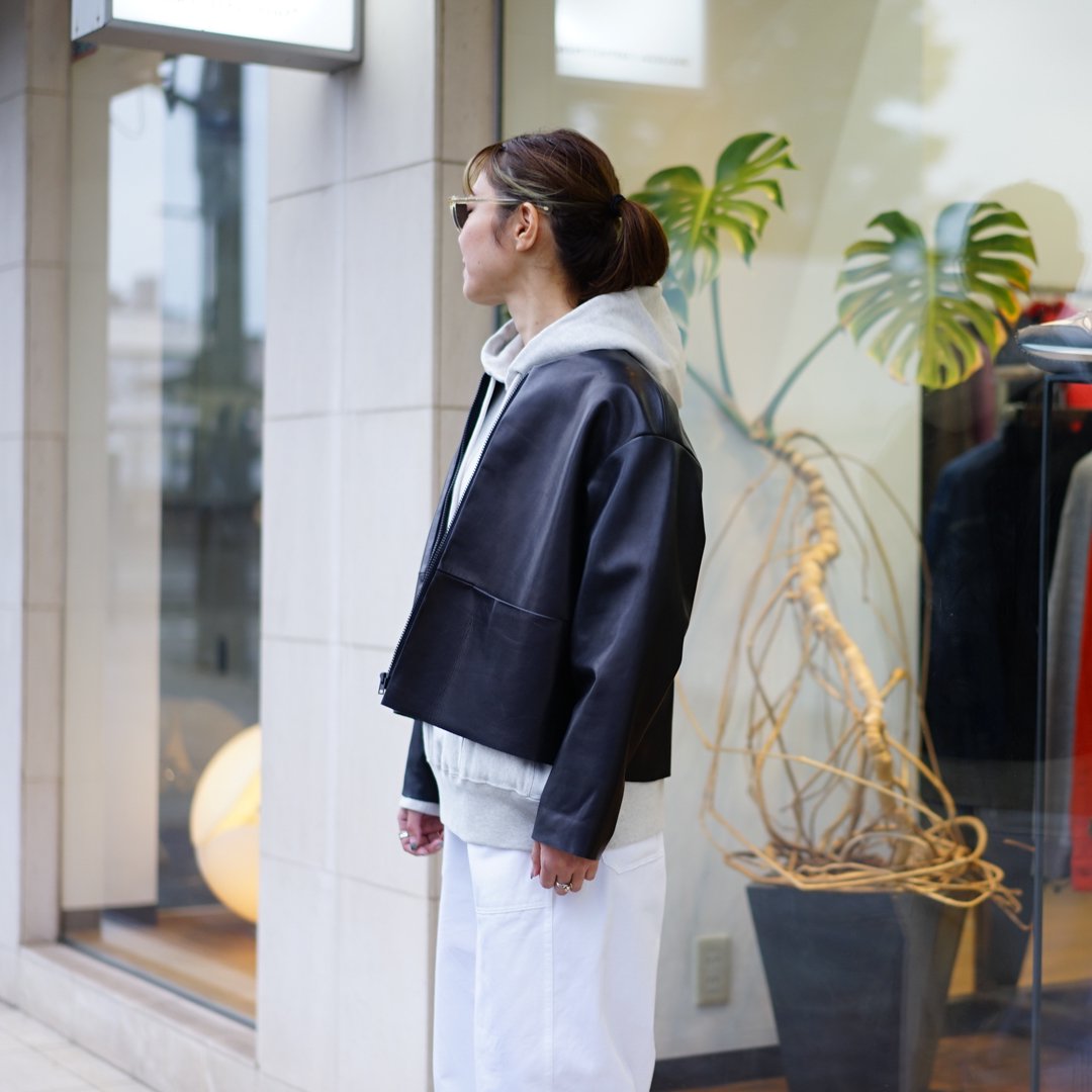 [unisex] EXCLUSIVE BALUCA別注/UNUSED(アンユーズド)No Collar Leather Jacket/Black