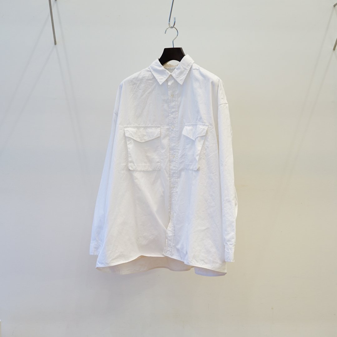 [23SS] Graphpaper(グラフペーパー)Garment Dyed Twill Fatigue Shirt(GM231-50141)/White