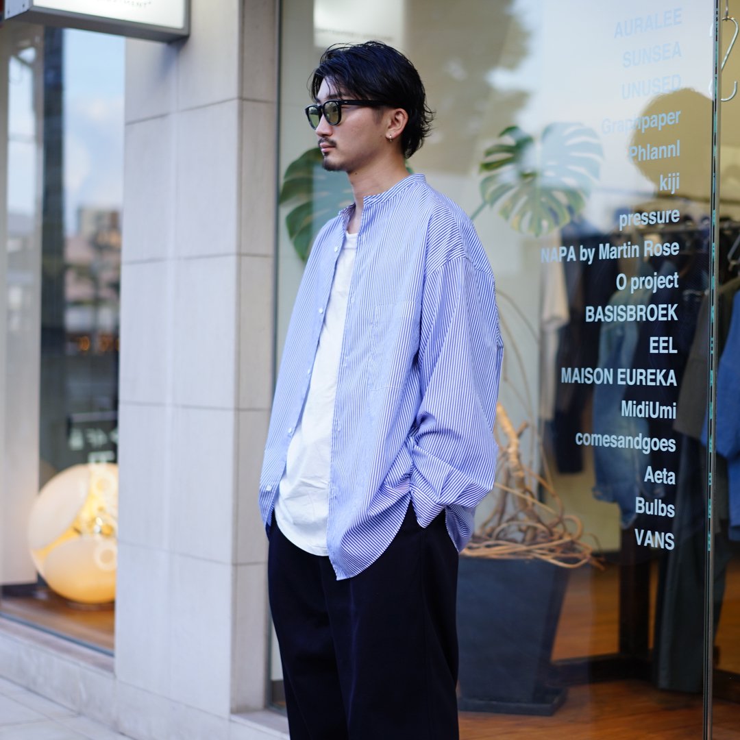 Graphpaper(グラフペーパー)Broad Stripe L/S Oversized Band Collar