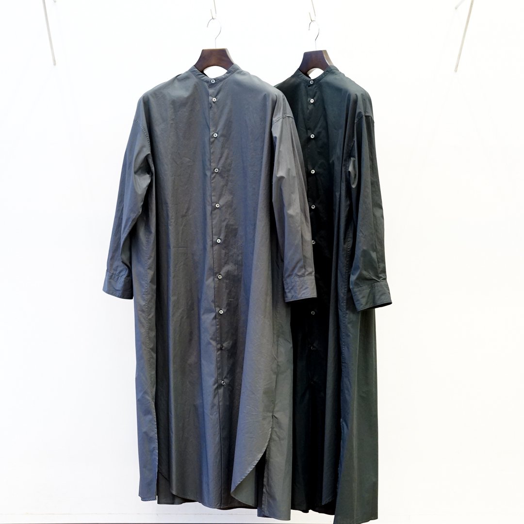 [Women's] Graphpaper for women's/Broad Band Collar Oversized Shirt Dress
/C.Gray/Black