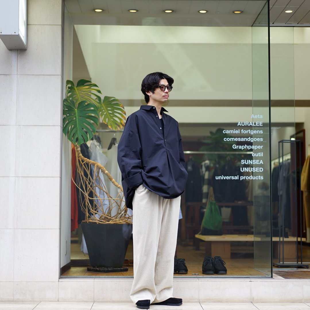 Graphpaper(グラフペーパー)High Gauge Jersey L/S Yoke Shirt(GM231-50159)/Black/Dark  Slate/