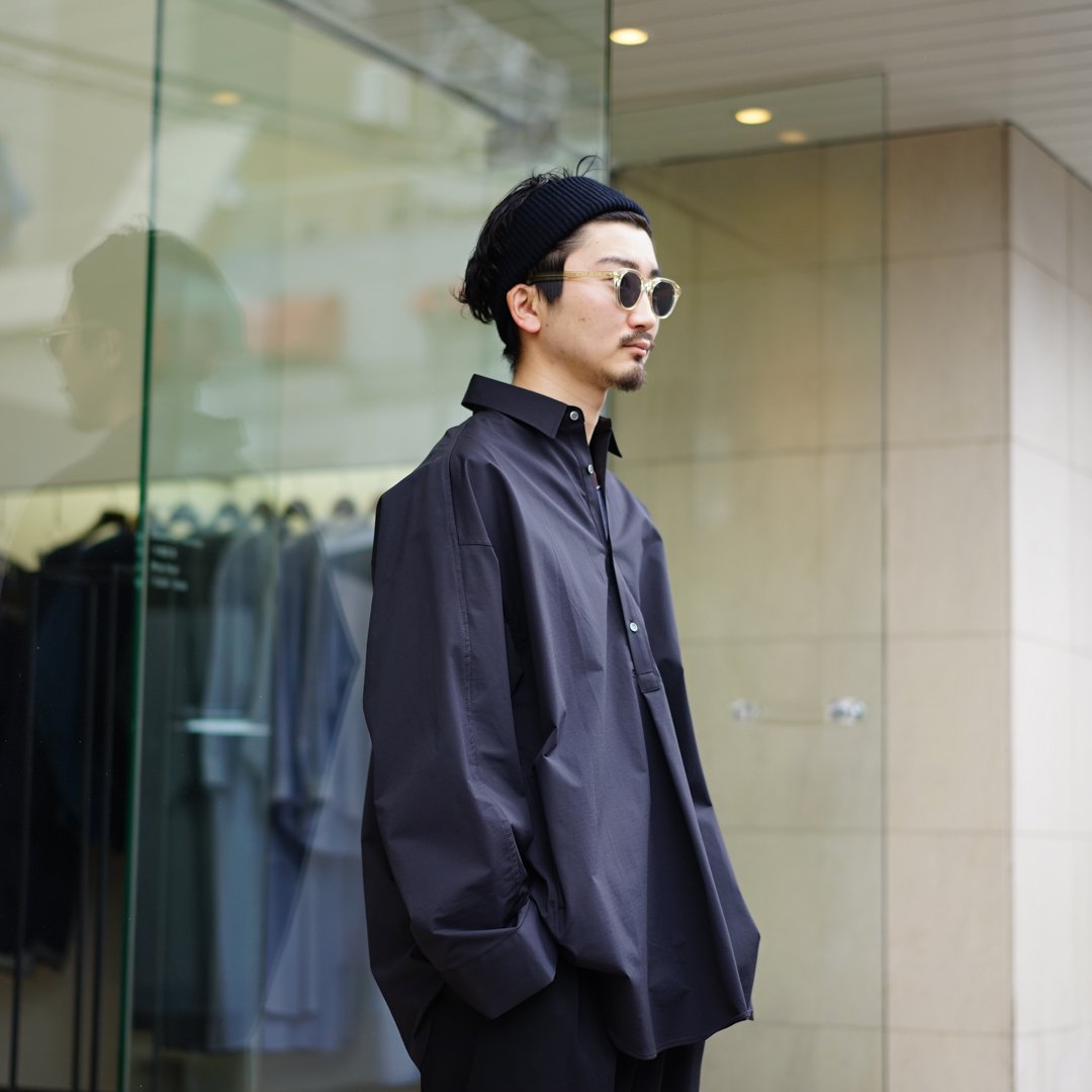 Graphpaper(グラフペーパー)High Gauge Jersey L/S Yoke Shirt(GM231-50159)/Black/Dark  Slate/