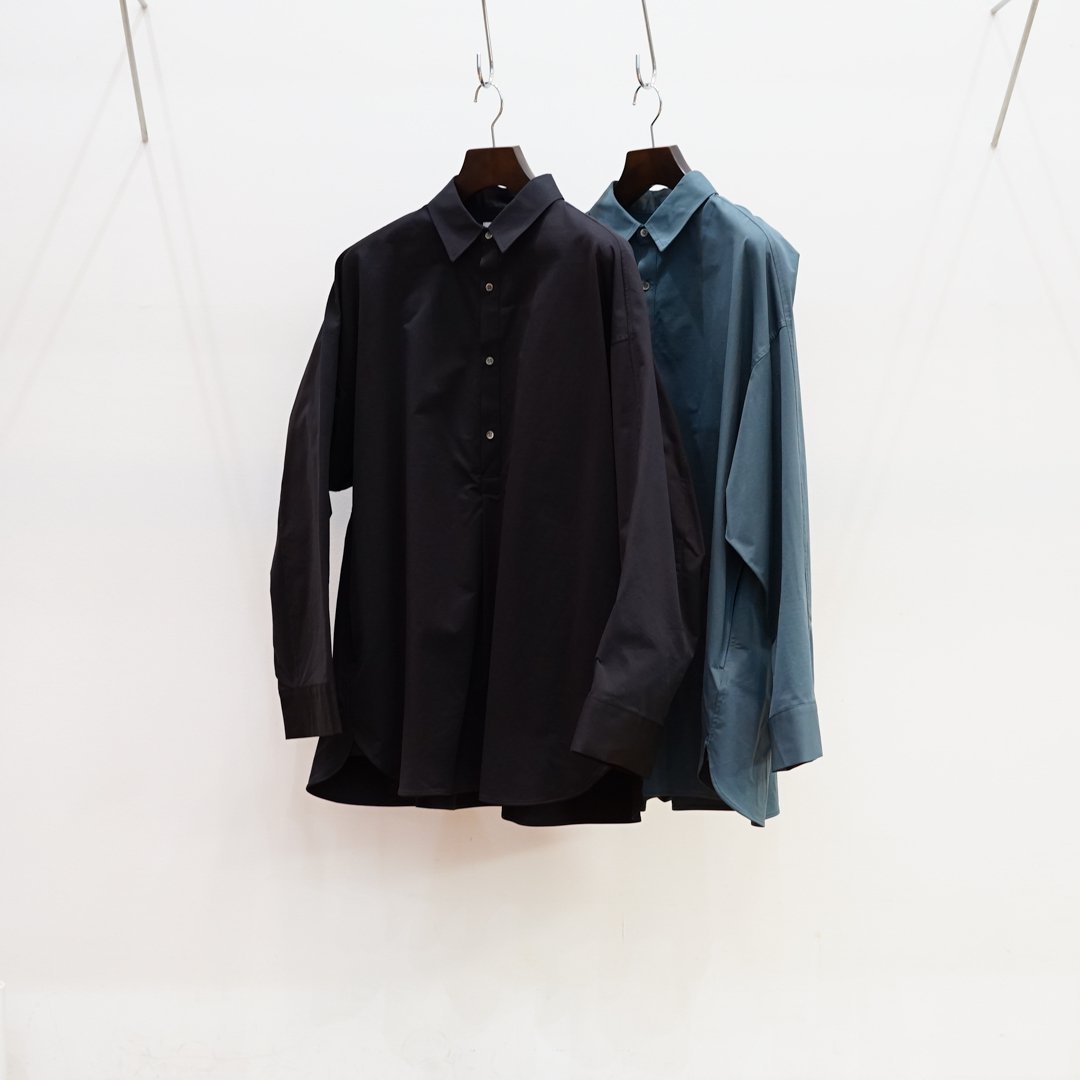 [23SS] Graphpaper(グラフペーパー)High Gauge Jersey L/S Yoke Shirt(GM231-50159)/Black/Dark Slate/