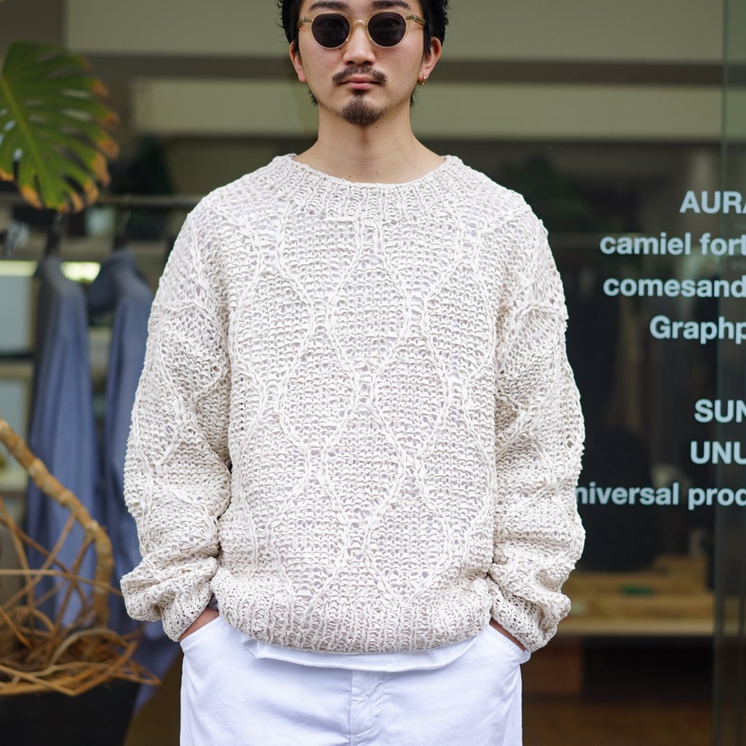 UNUSED(アンユーズド)Gourd Pattern Hand-Knitted Crewneck Sweater