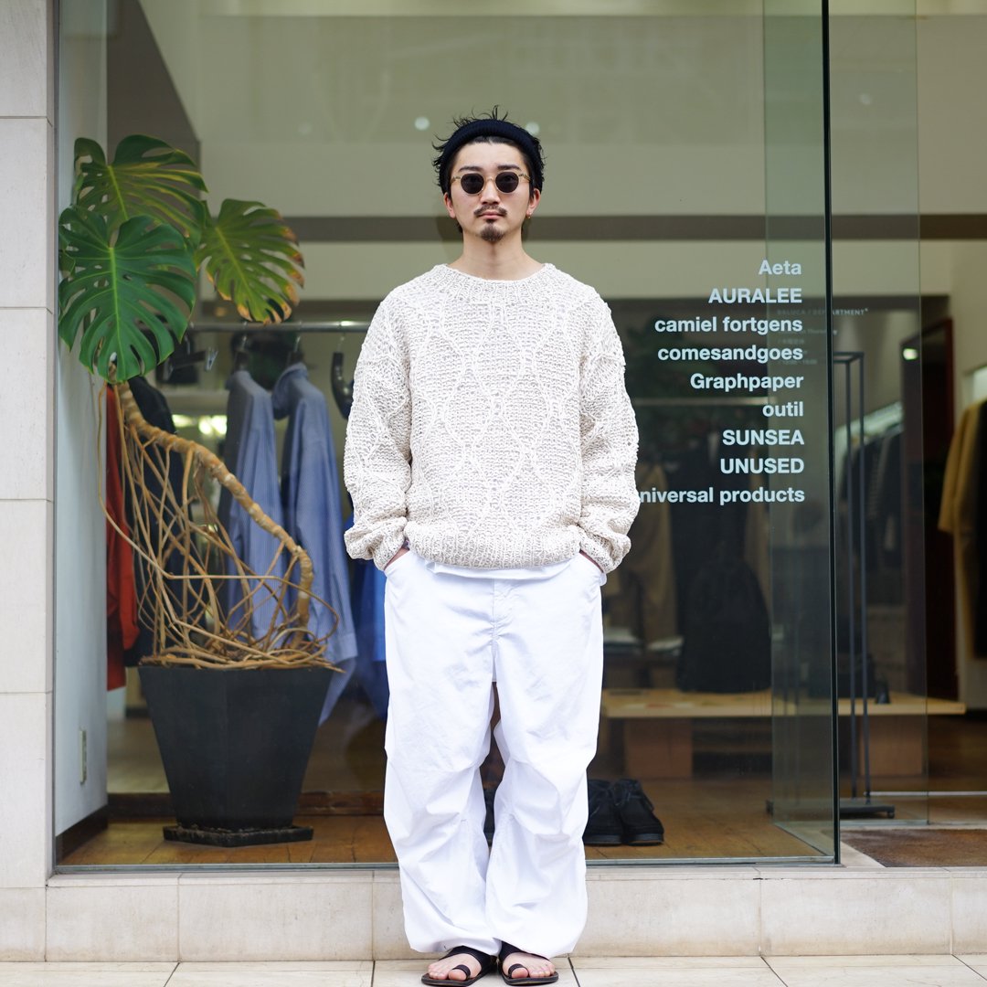 UNUSED(アンユーズド)Gourd Pattern Hand-Knitted Crewneck Sweater 