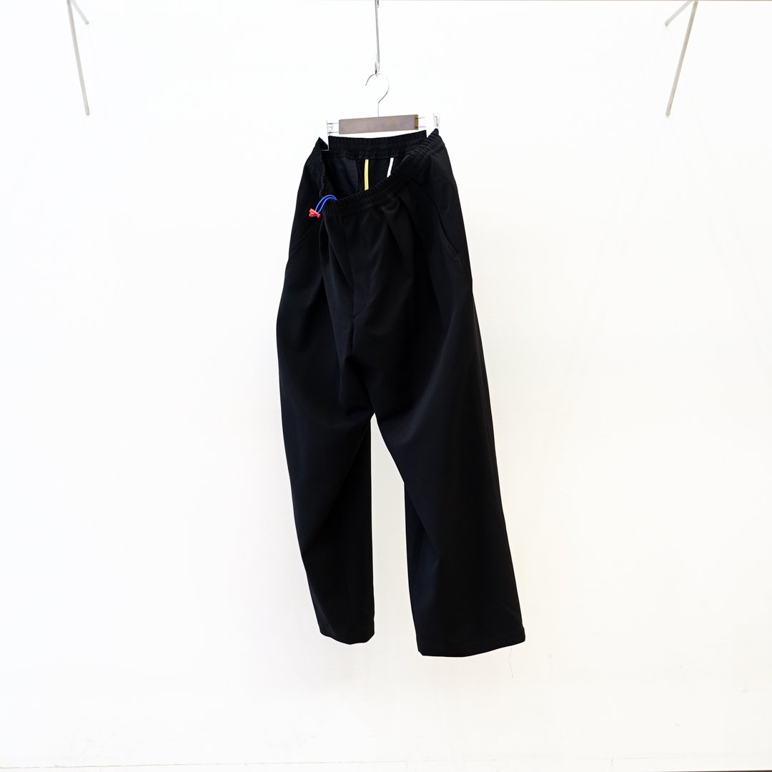 [23SS] Graphpaper(グラフペーパー)Round Scale Wool Two Tuck Wide Pants(GM231-40010)/Black