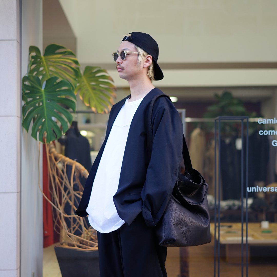 INVERT(インバート)W/WOOL COLLARLESS JACKET/Black