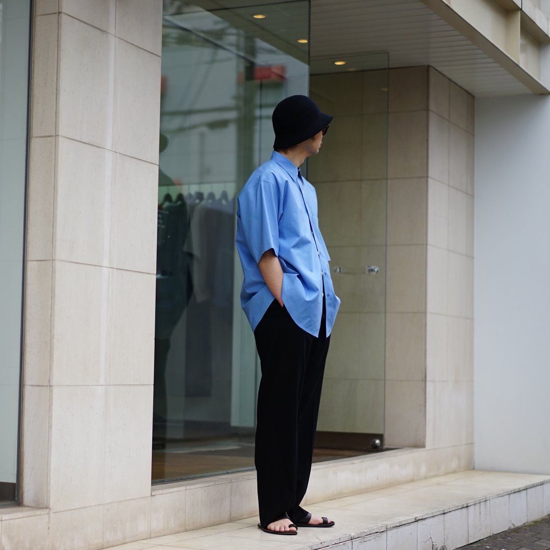 AURALEE(オーラリー)WASHED FINX TWILL BIG HALF SLEEVED SHIRT(A23SS03TN) /Mix  Beige/Green/Blue/