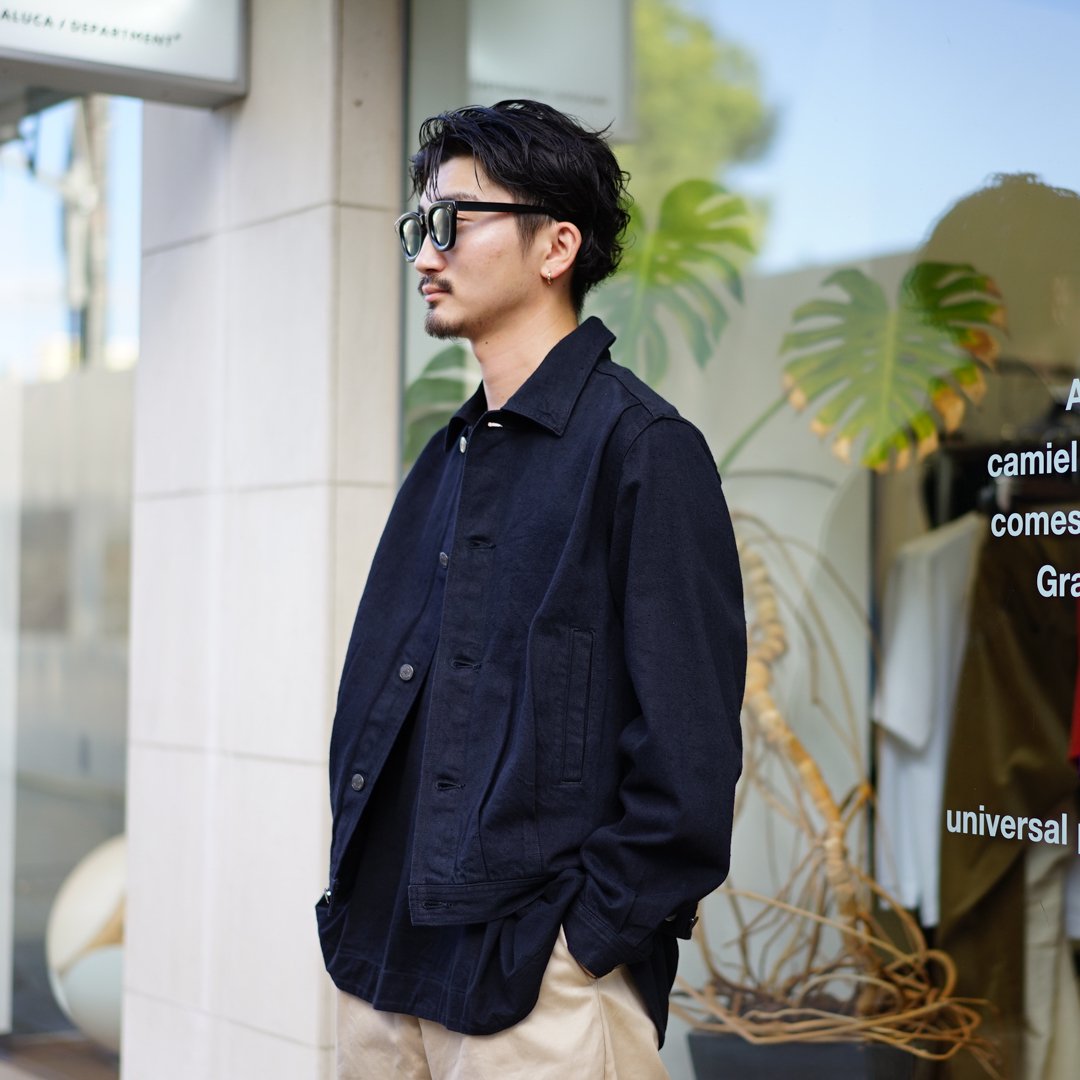 おしゃれ AURALEE black Light Selvedge denim Effect jacket メンズ