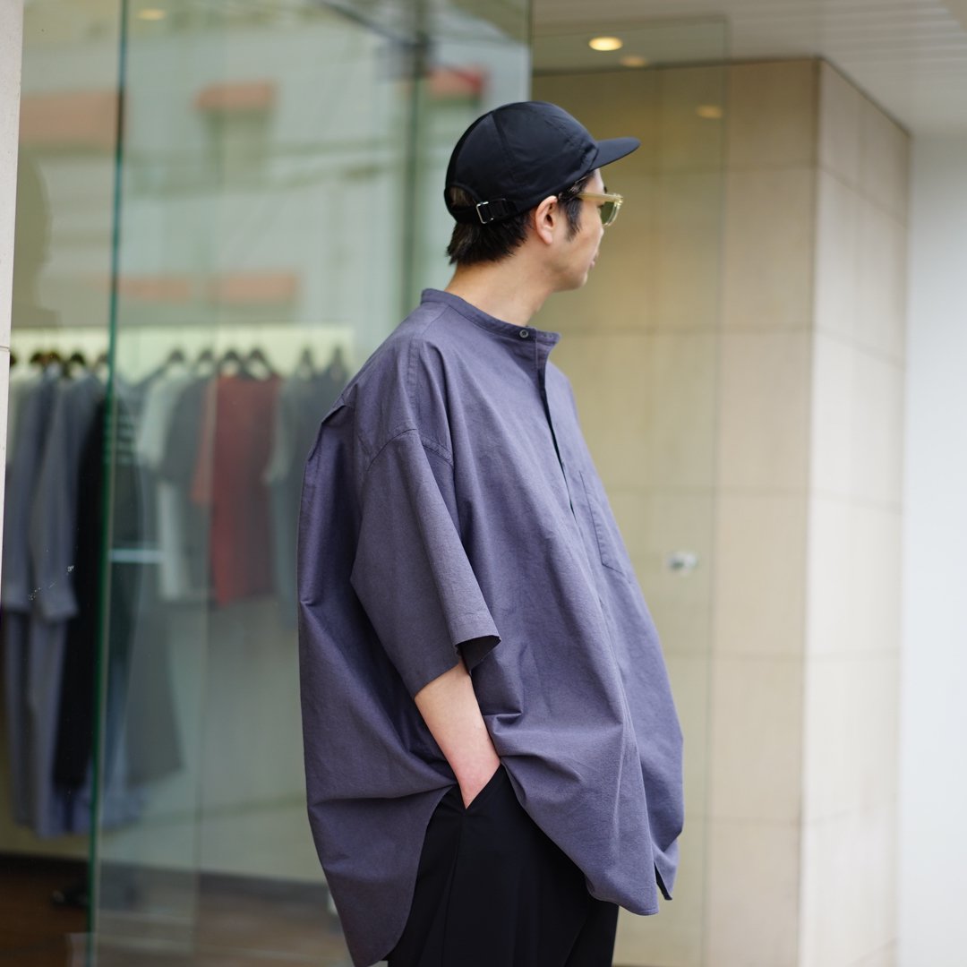 Graphpaper(グラフペーパー)Oxford S/S Oversized Band Collar Shirt