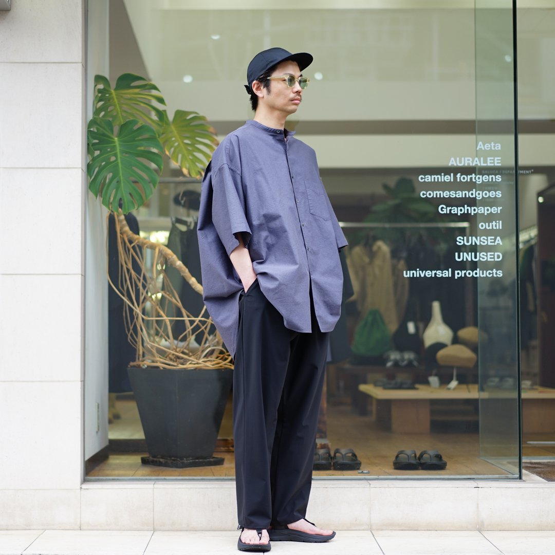 Graphpaper(グラフペーパー)Oxford S/S Oversized Band Collar Shirt