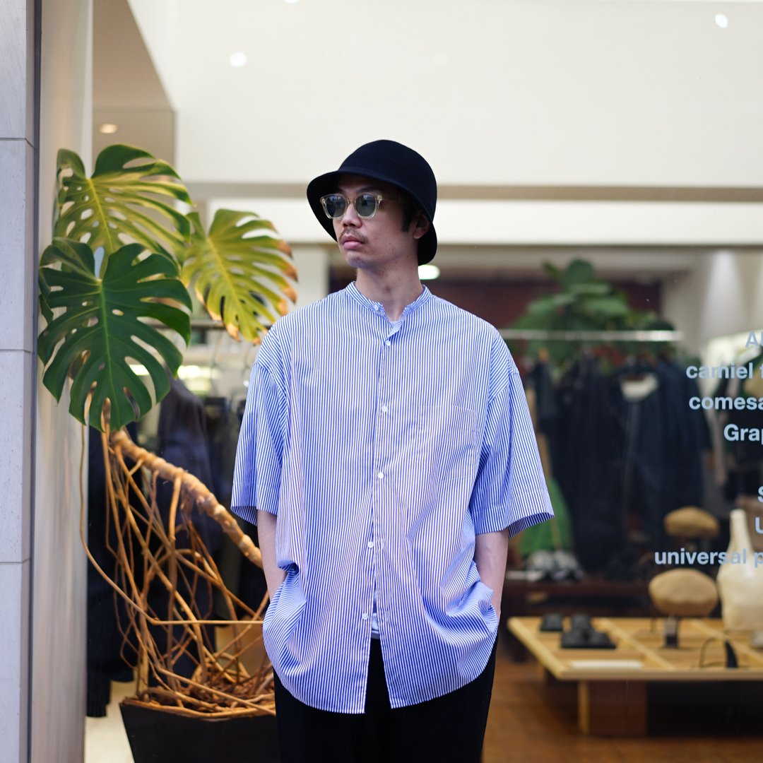 Graphpaper(グラフペーパー)Broad S/S Oversized Band Collar Shirt