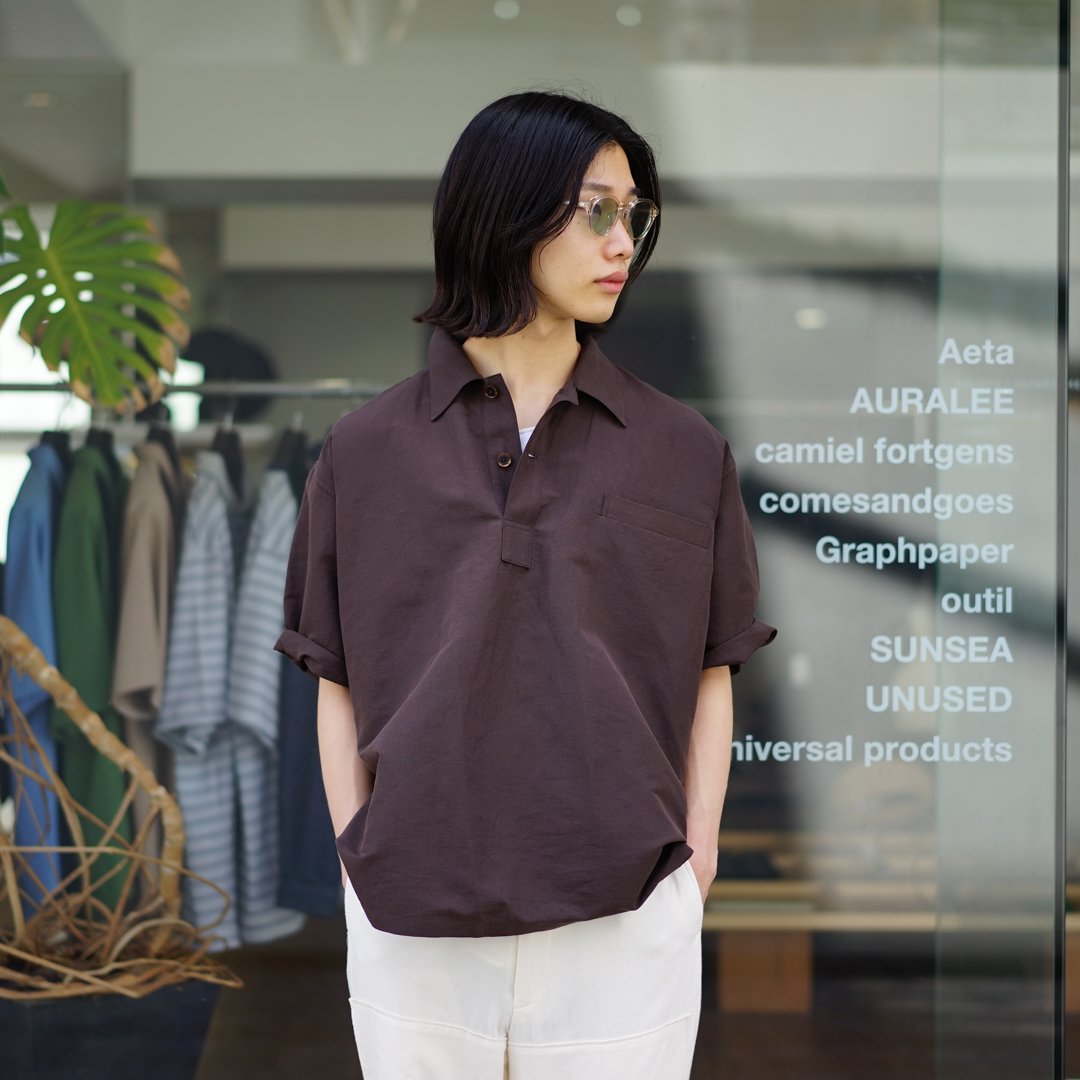 AURALEE(オーラリー)High Density Finx Linen Weather Half Sleeve