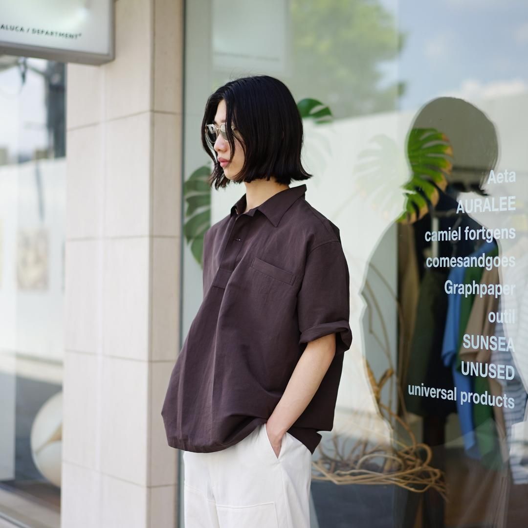 AURALEEオーラリーHigh Density Finx Linen Weather Half Sleeve