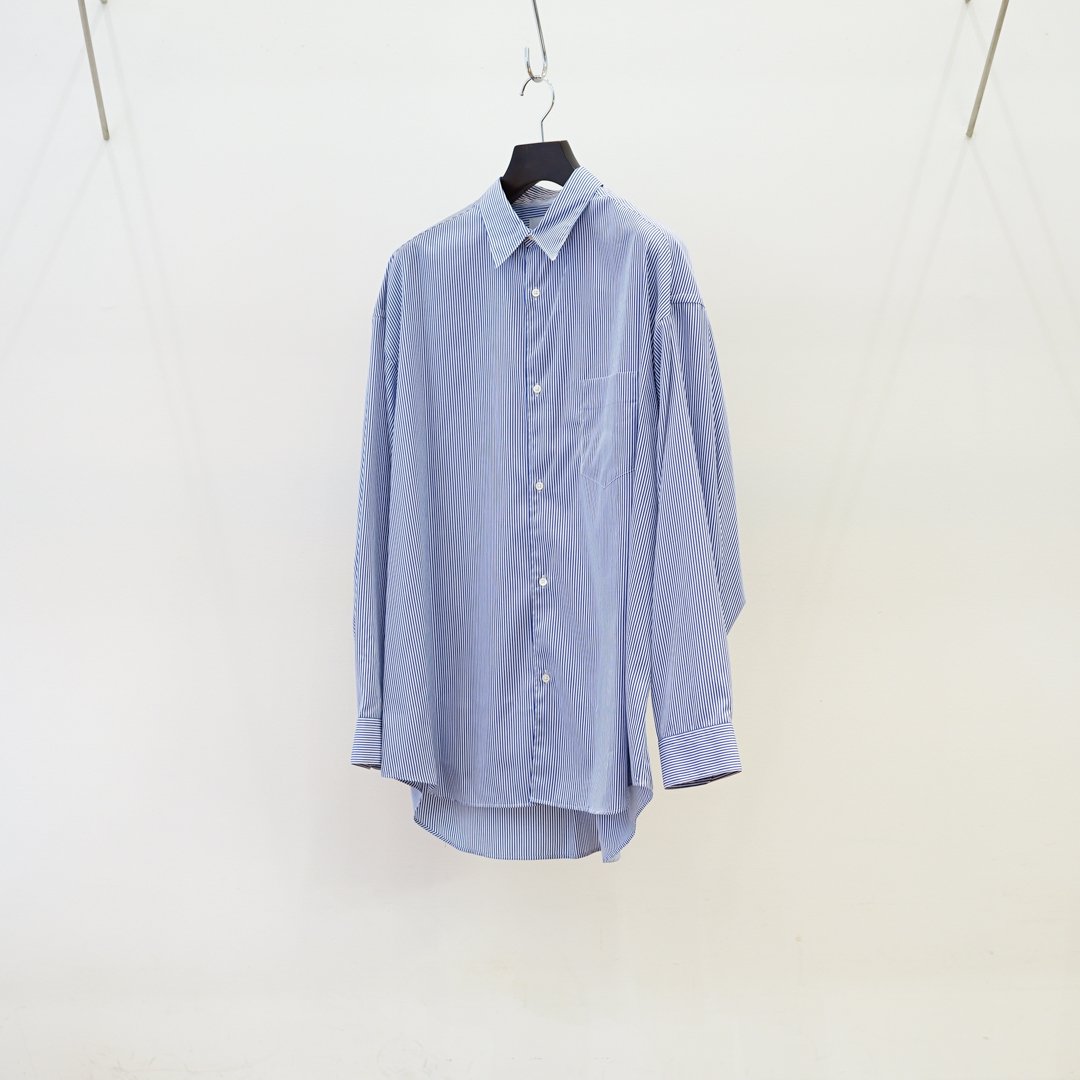 Graphpaper/High Count Regular Collar Round Cut Oversized  Shirt
(GM233-50033STB)/Blue Stripe