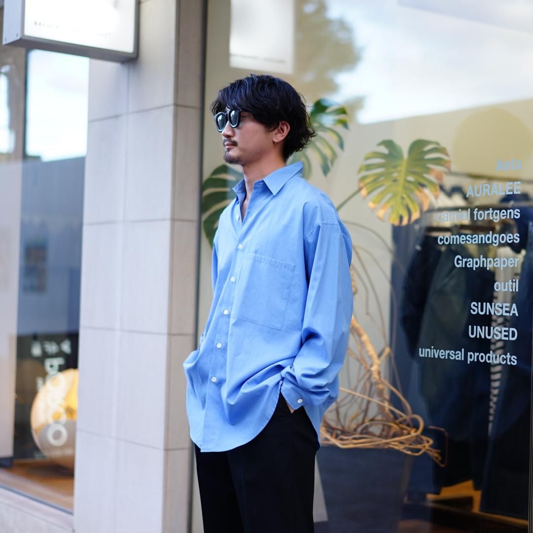 AURALEE(オーラリー)Washed Finx Twill Big Shirt(A23AS02TN)/Blue