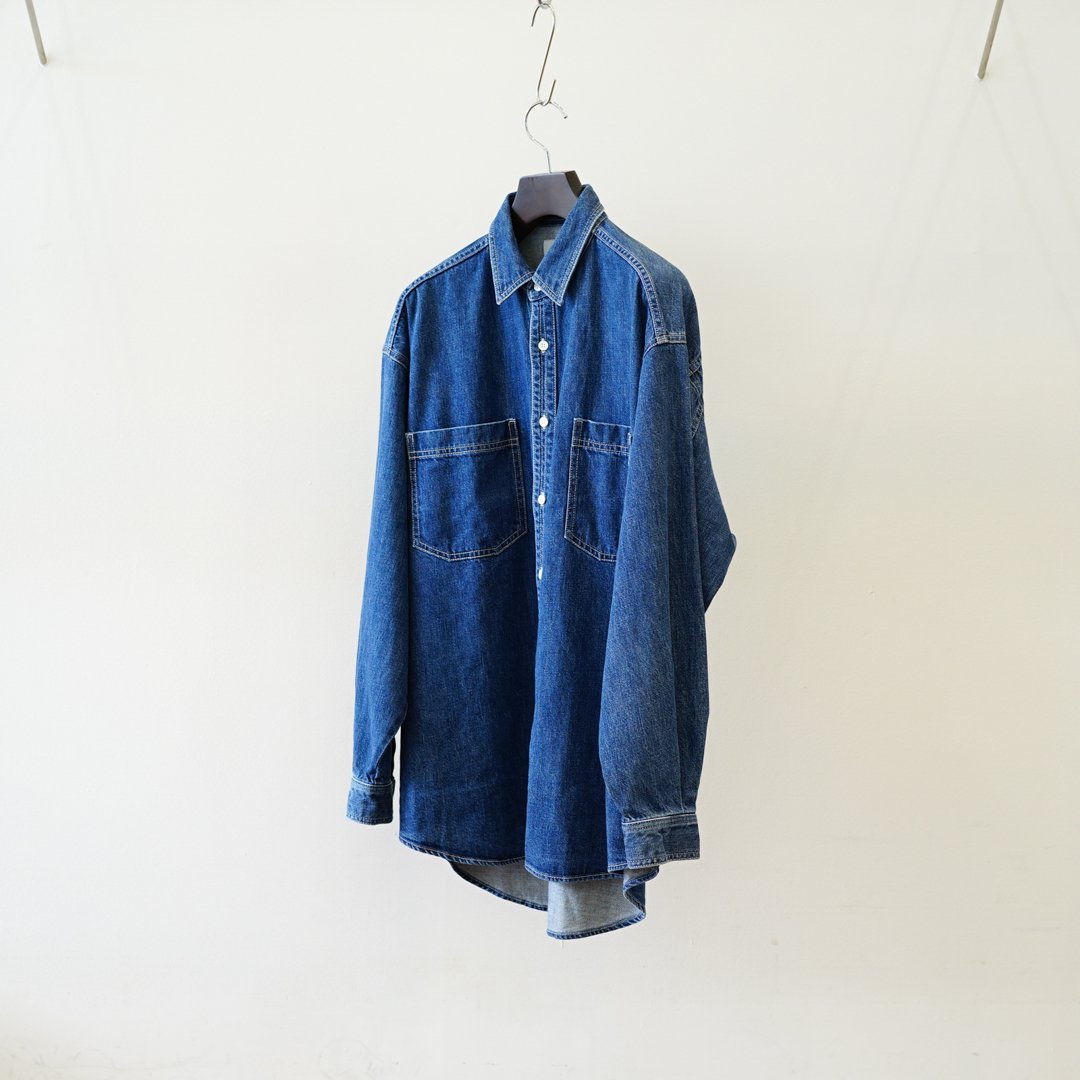 Graphpaper(グラフペーパー)Denim Regular Collar Shirt/FADE INDIGO (GM213-50078B)