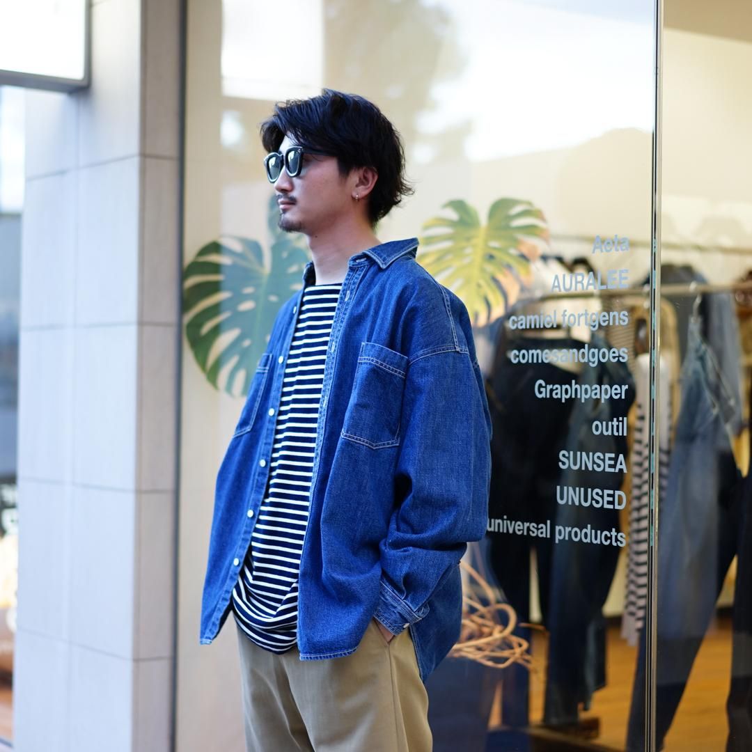 Graphpaper(グラフペーパー)Denim Regular Collar Shirt/FADE INDIGO