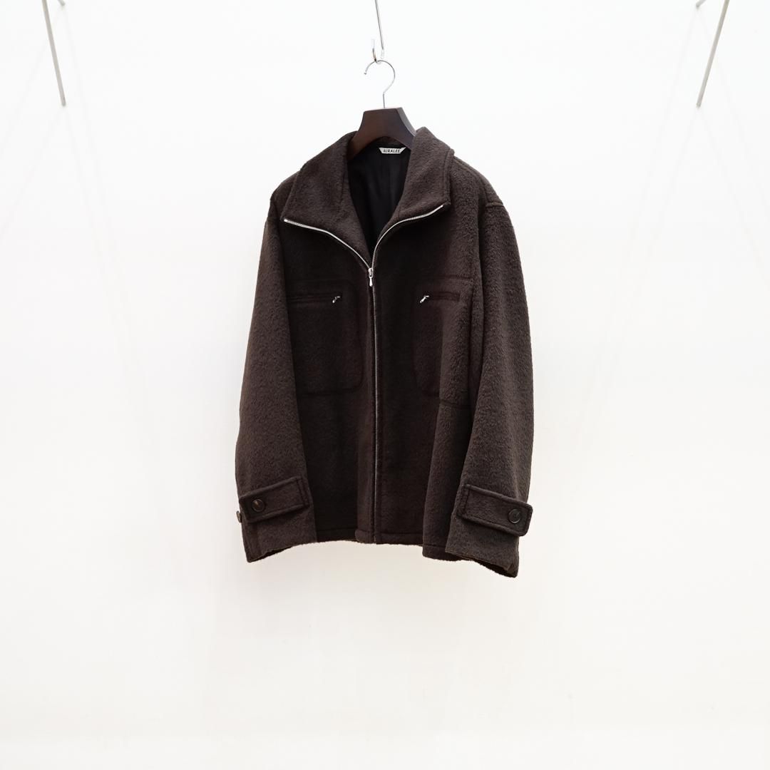 AURALEE(꡼)Brushed Suri Alpaca Mohair Jaquard Zip Blouson
(A23AB01AJ)/Dark Brown