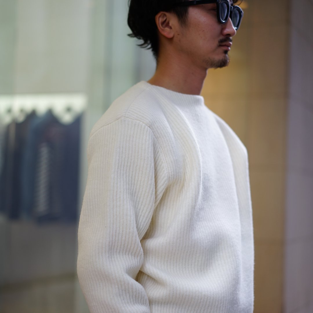 AURALEE(オーラリー)Milled French Merino Rib Knit Boat Neck P/O