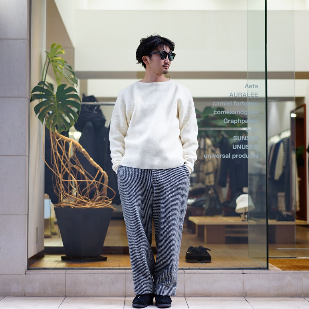 AURALEE(オーラリー)Milled French Merino Rib Knit Boat Neck P/O