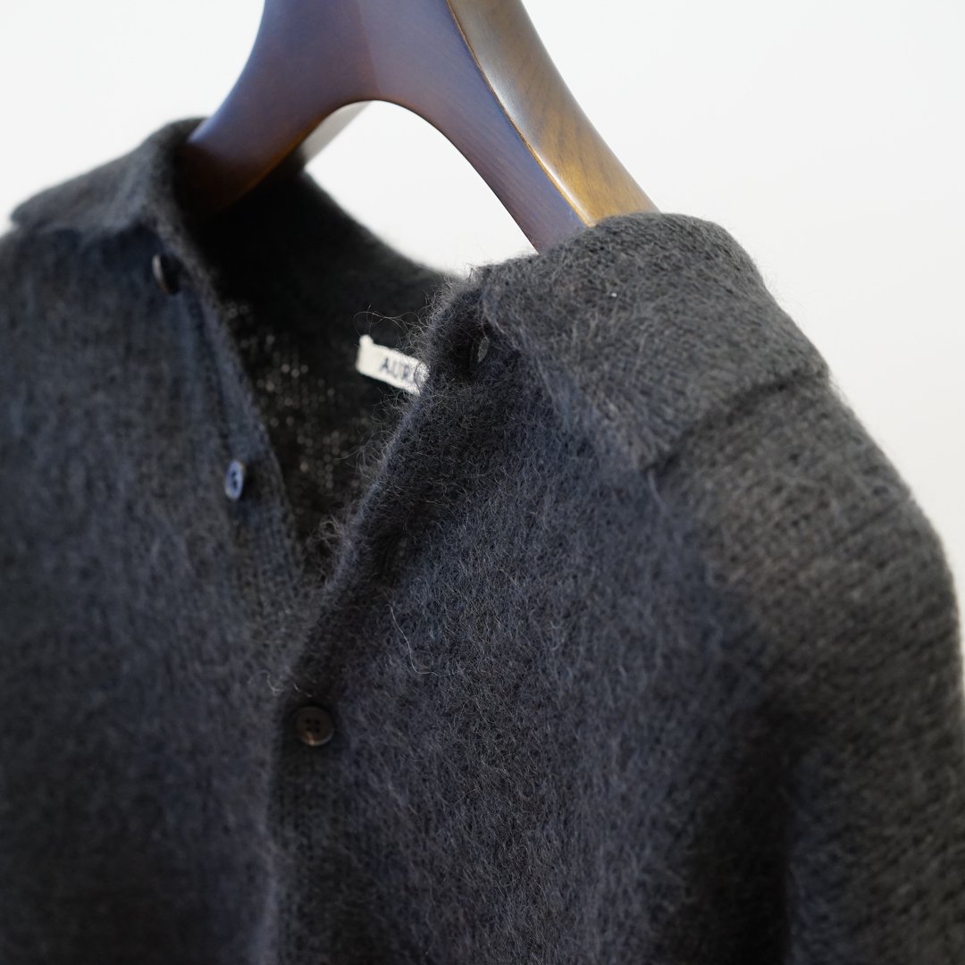 AURALEE(オーラリー)Brushed Super Kid Mohair Knit POLO(A23AP03KM)/Ink Black