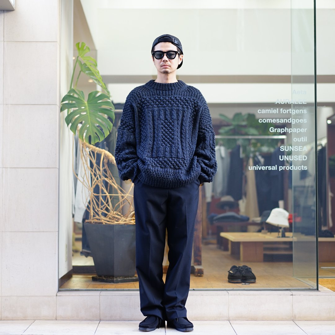 UNUSED(アンユーズド)Aran Sweater(US2369)/Charcoal Black