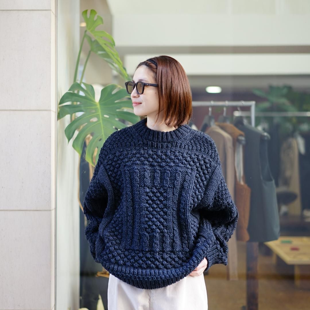 UNUSED(桼)Aran Sweater(US2369)/Charcoal Black