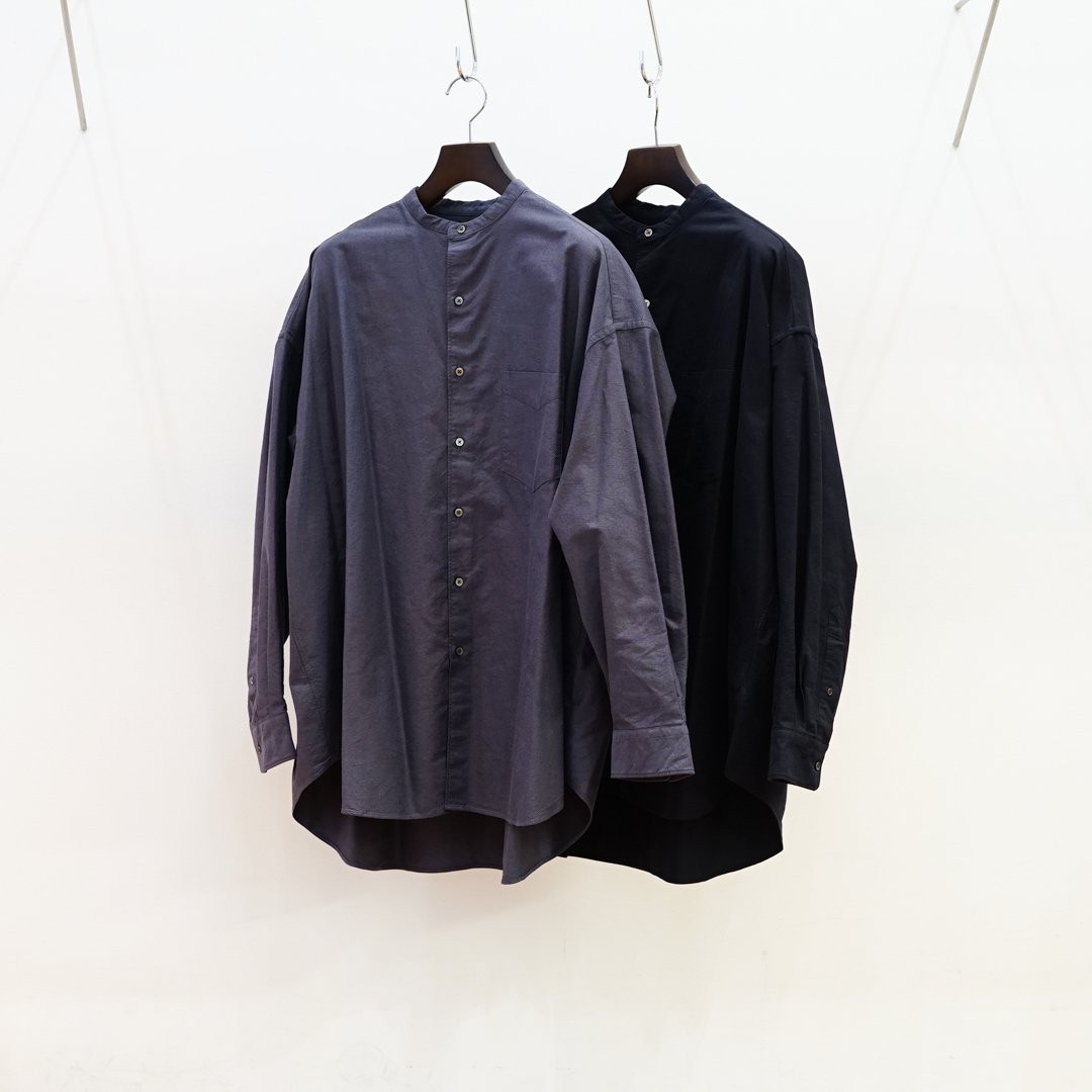 Graphpaper(グラフペーパー)Oxford Oversized Band Collar Shirt
(GM241-50022B)/C.Gray/Black/