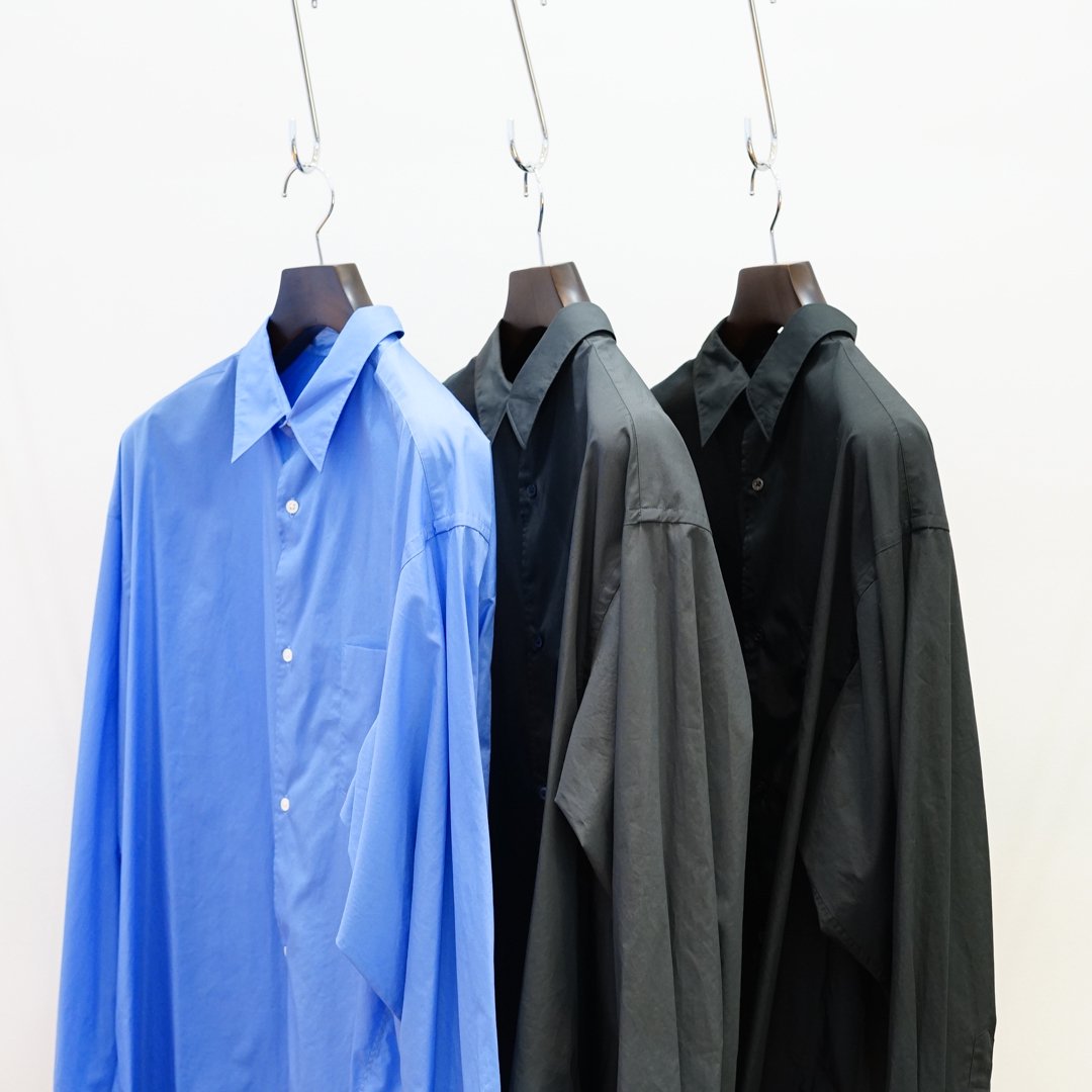 Graphpaper(グラフペーパー)Broad L/S Oversized Regular Collar Shirt  (GM241-50001B)/Blue/C.Gray/Black