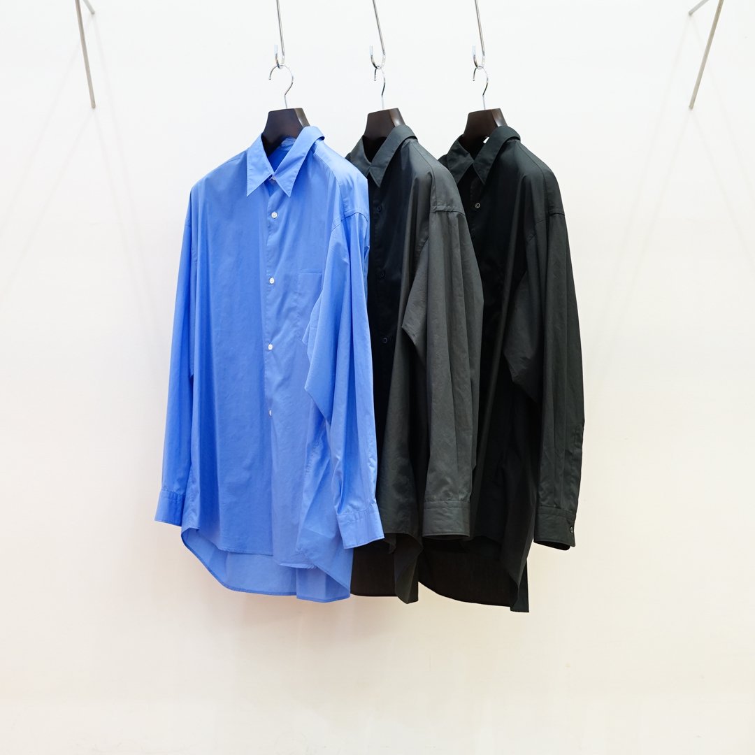 Graphpaper(グラフペーパー)Broad L/S Oversized Regular Collar Shirt
(GM241-50001B)/Blue/C.Gray/Black