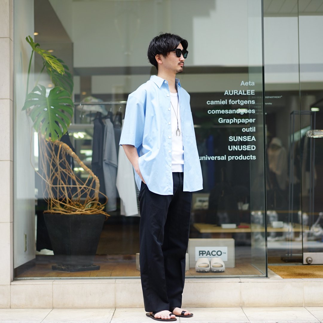 AURALEE (オーラリー) Hard Twist Finx Linen Chino Slacks (A24SP01LB)/Black