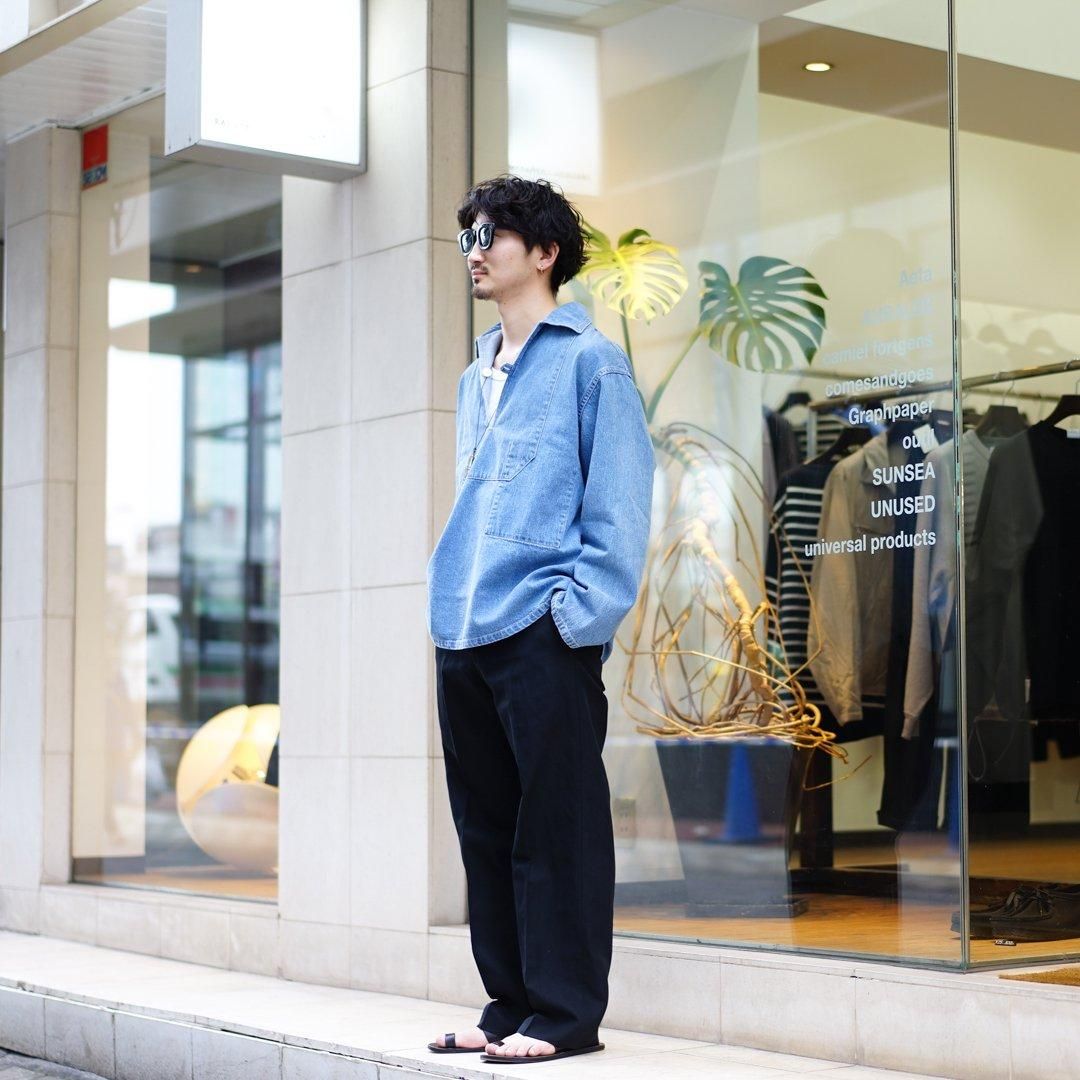 AURALEE (オーラリー) Selvedge Faded Light Denim P/O Shirt AURALEE (オーラリー) Selvedge Faded Light Denim P/O Shirt
