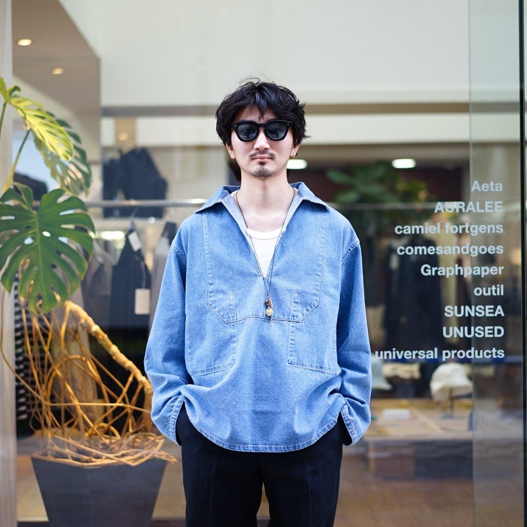 AURALEE (オーラリー) Selvedge Faded Light Denim P/O Shirt