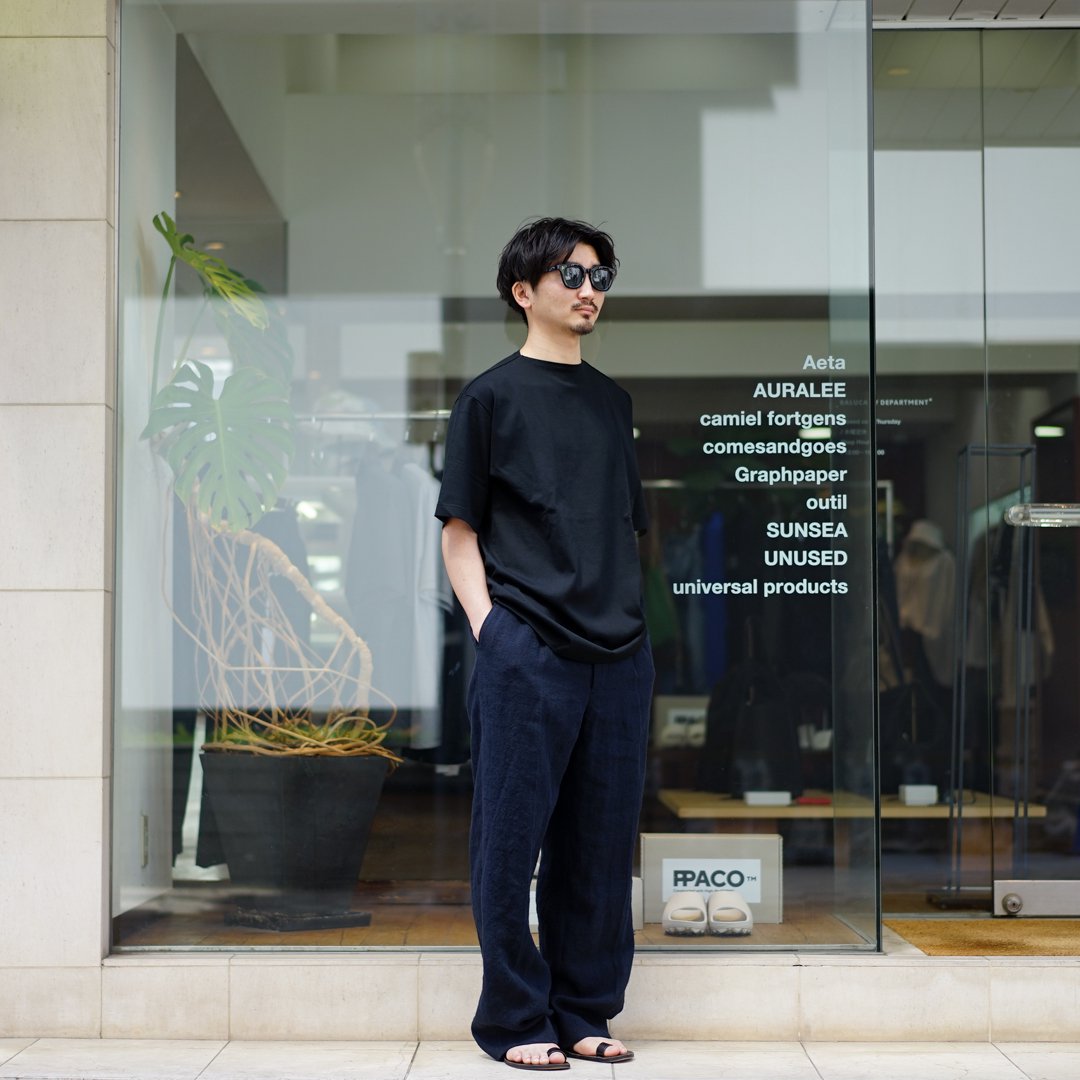 LINEN SILK SUMMER TWEED SLACKS/スラックスパンツ/3/リネン/NVY - パンツ