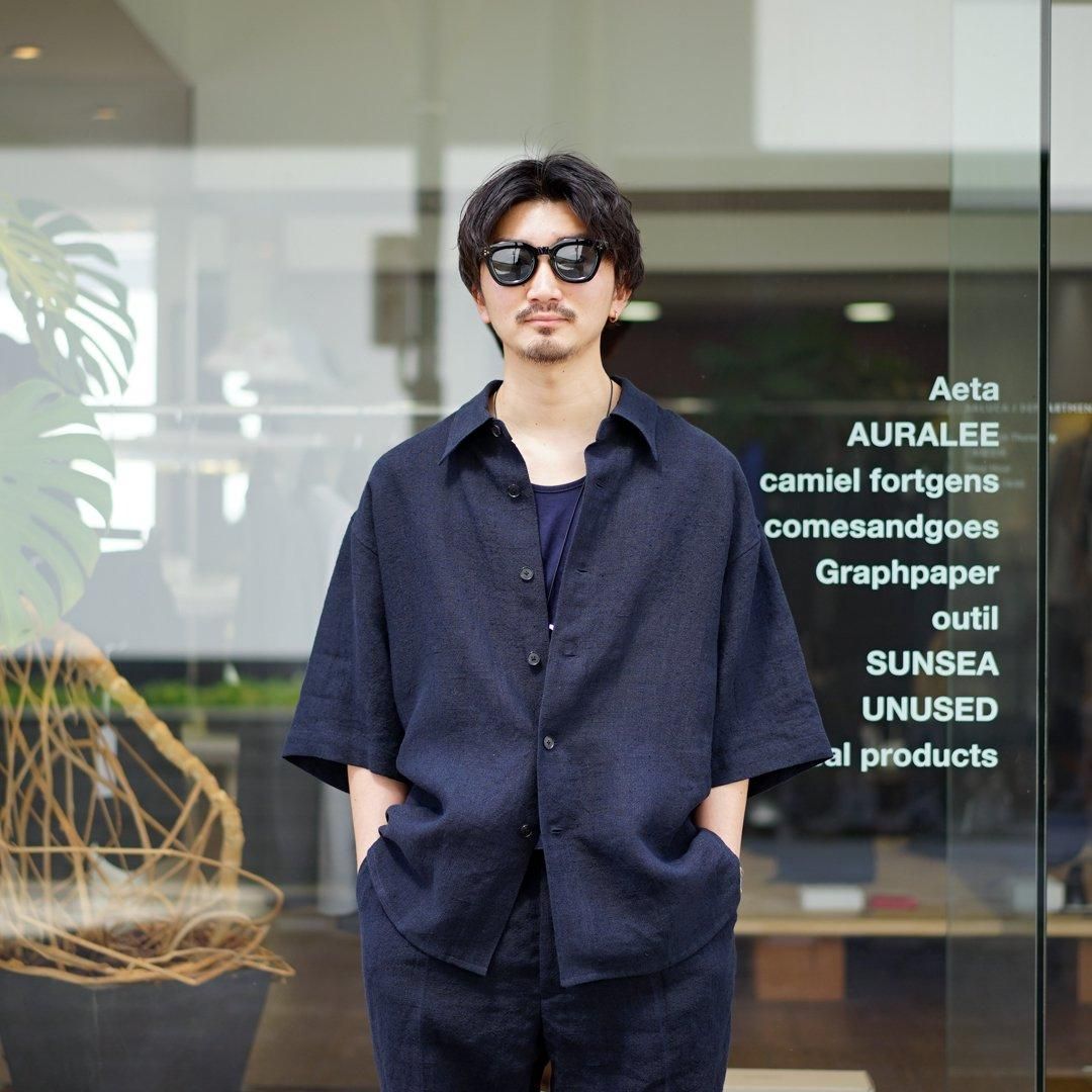 AURALEE (オーラリー)Linen Silk Tweed Half Sleeve Shirt(A24SS01LS