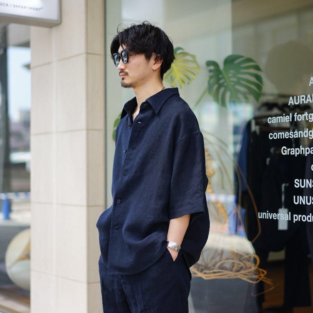 AURALEE (オーラリー)Linen Silk Tweed Half Sleeve Shirt