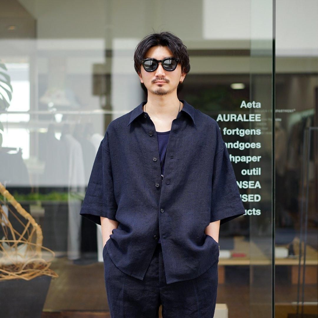 Auralee Linen Silk Tweed Half-Sleeved Shirt | Liberty