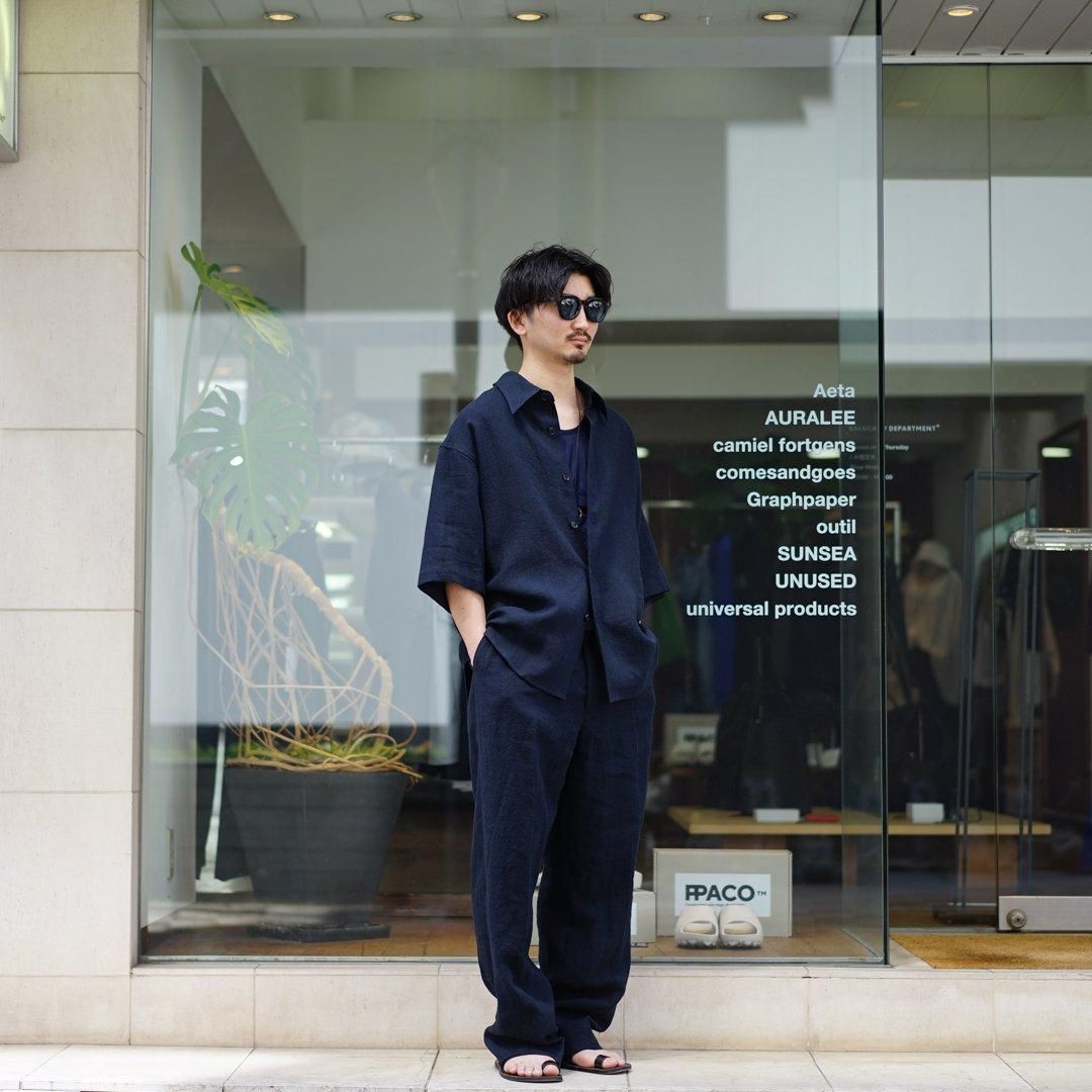 AURALEE (オーラリー)Linen Silk Tweed Half Sleeve Shirt(A24SS01LS