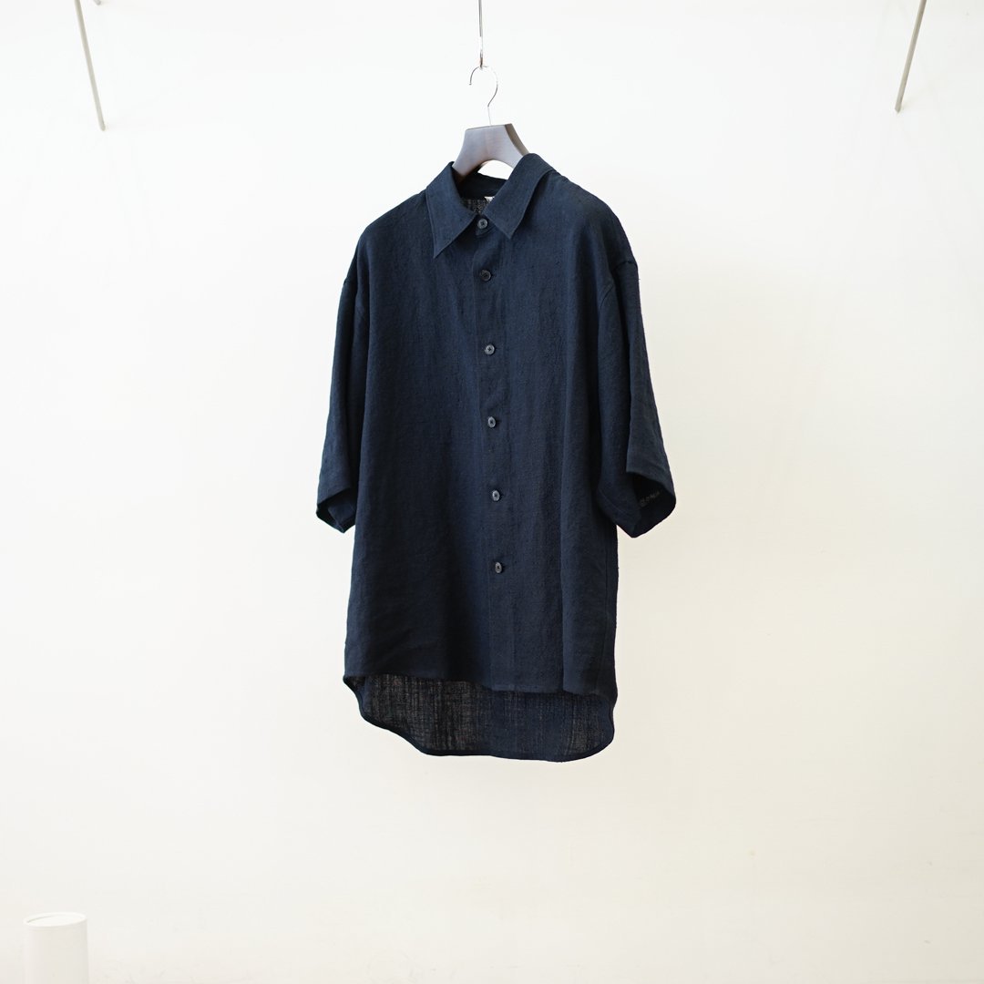 AURALEE (꡼)Linen Silk Tweed Half Sleeve Shirt(A24SS01LS)/Dark Navy