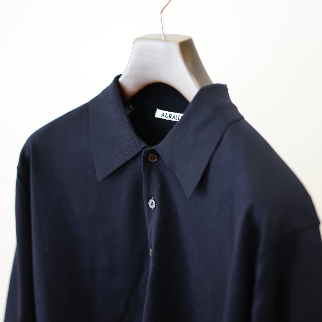 AURALEE (オーラリー)Super High Gauze Cotton Knit POLO(A24SP02PD)/Dark Navy